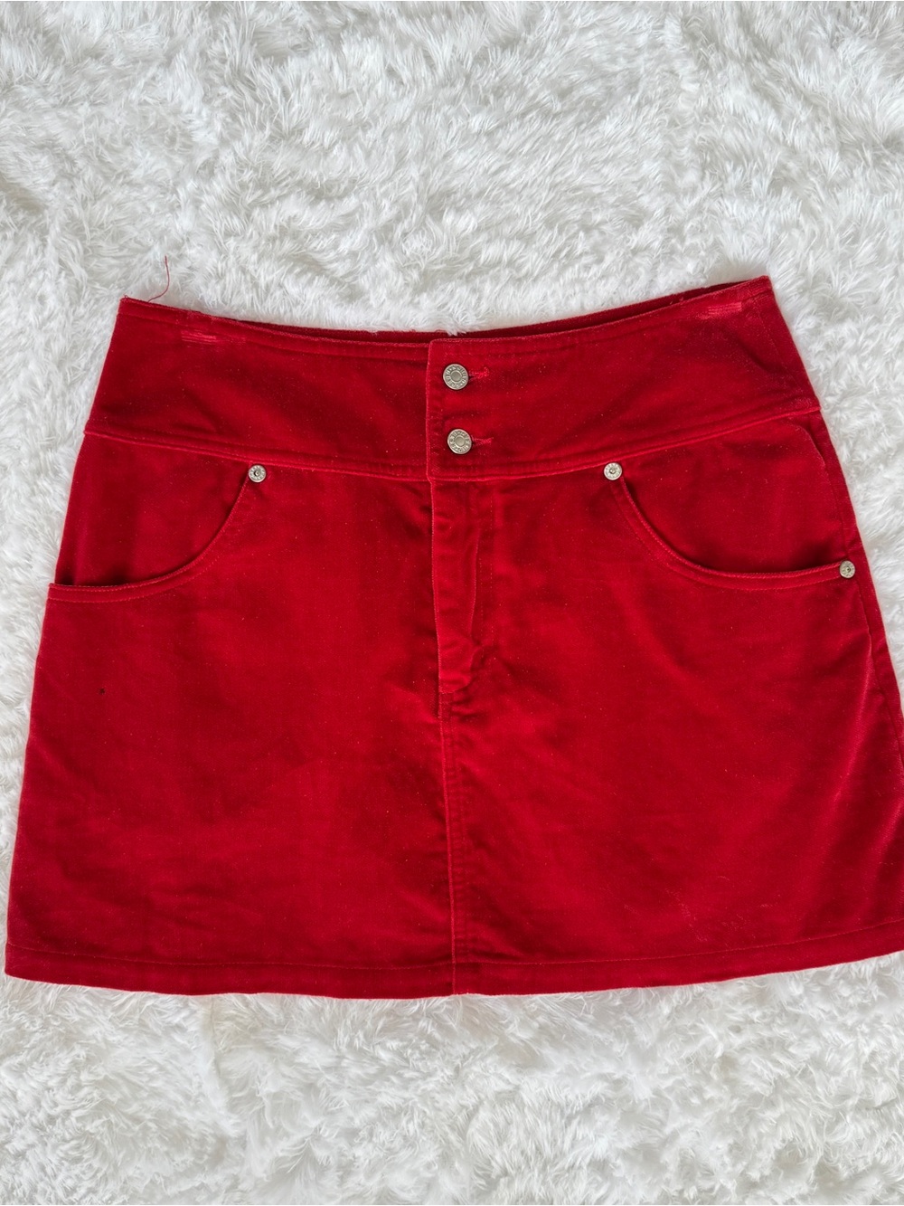 Vintage Y2K Guess Red Velvet Mini Skirt Size 26